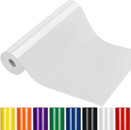 Vinilo de transferencia de calor blanco Vinilo adhesivo blanco de 12"x 50 pies Rollo de vinilo HTV blanco para camiseta, Vinilo HTV de transferencia