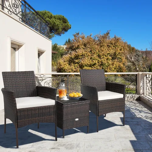 Miniatura 3 de Tangkula Patiojoy - Juego de 4 sillas de comedor para exteriores, de polietileno, resistentes a la intemperie, con cojines extraíbles, para jardín