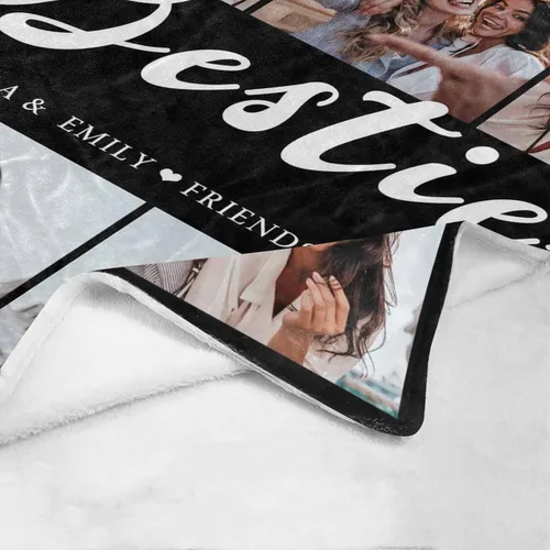 Miniatura 4 de InterestPrint Manta personalizada con fotos para mejor amiga, manta de cama personalizada para amiga, hermana, textos personalizados de fotos