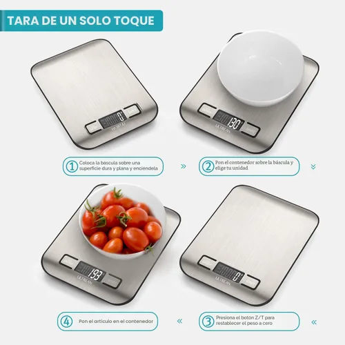 Miniatura 5 de Ultrean Báscula de alimentos, báscula digital de cocina con pantalla LCD, peso gramos y onzas para hornear, cocinar y preparar comidas, 6