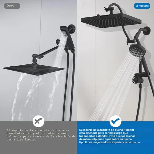 Miniatura 6 de Hibbent cUPC Certificado Combo de Cabezal de Ducha de 13'', Cabezal de Ducha de Lluvia de Alta Presión con 5 Modos de Rociado, Ducha de Mano con 10