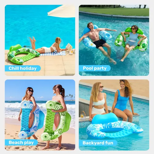 Miniatura 7 de SLOOSH Inflatable Pool Floats Adult,2 Pack Pool Chairs with Cup Holders,X-Large Blow up Floats Chair,Hammock Noodle Mat for Relaxing Summer Water