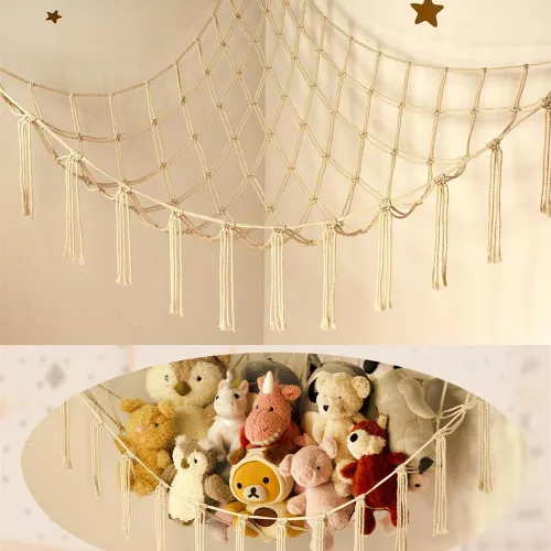 Miniatura 3 de Hamaca de animales de peluche, organizador colgante de esquina para almacenamiento de juguetes, red de almacenamiento de animales de peluche