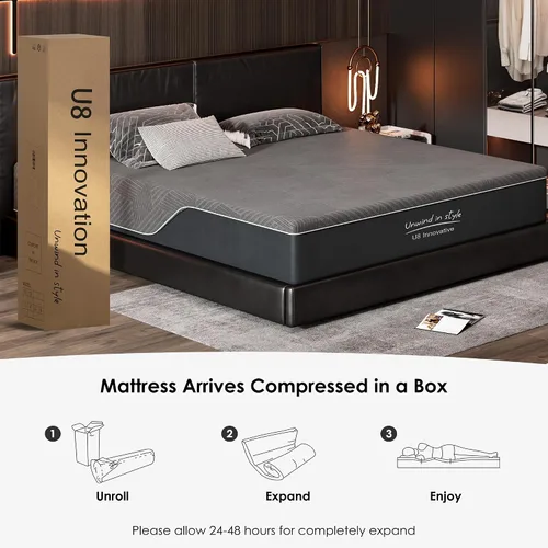 Miniatura 7 de sogesfurniture Colchón de tamaño matrimonial, colchón de espuma viscoelástica de gel de carbón de bambú de 10 pulgadas para un sueño cómodo y un