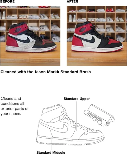 Miniatura 3 de Jason Markk Cepillo de limpieza estándar, mango de madera hecho a mano, cerdas sintéticas, resistente a las manchas difíciles y la suciedad