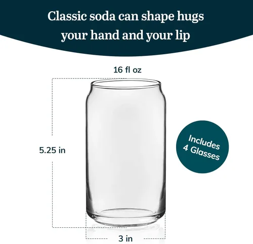 Miniatura 3 de Libbey - Vasos clásicos en forma de latas, 4 unidades, 16 onzas Clásico 4