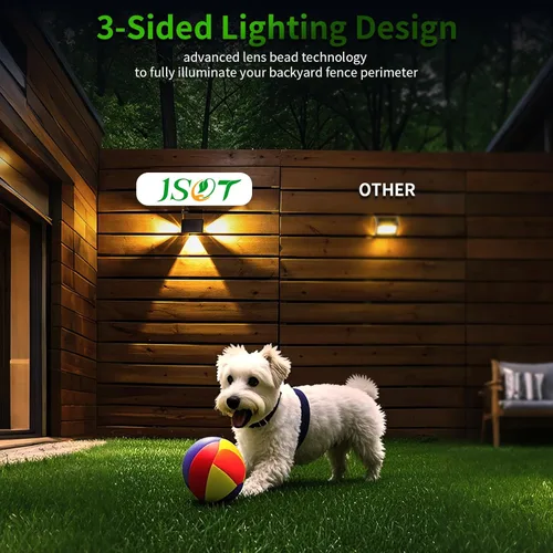 Miniatura 4 de JSOT - Luces de escalera para cubierta de 4 unidades para cerca exterior, pared, escalera, patio, jardín, decoración del patio trasero con 5 modos