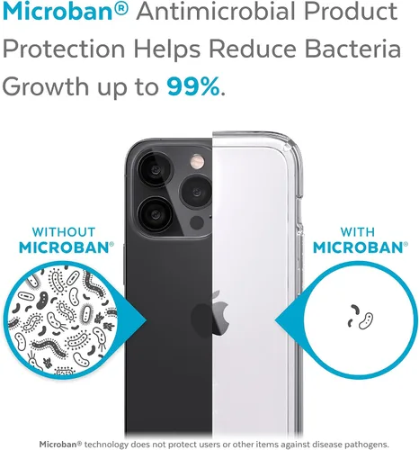 Miniatura 5 de Speck Funda para iPhone 13 Mini, protección contra caídas, compatible con carga inalámbrica, transparente, antimicrobiana