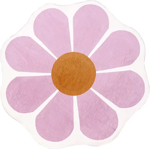 Miniatura 8 de USTIDE Alfombra redonda en forma de flor rosa de 47 x 47 pulgadas, bonita alfombra redonda para dormitorio, sala de estar, alfombra circular
