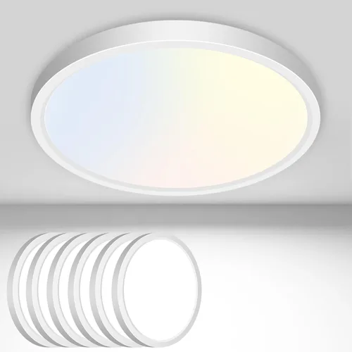 Miniatura 23 de hepside Paquete de 1 lámpara de techo LED de montaje empotrado, color negro, 12 pulgadas, 28 W, regulable 3000K-4500K-6000K, lámpara de techo de 3