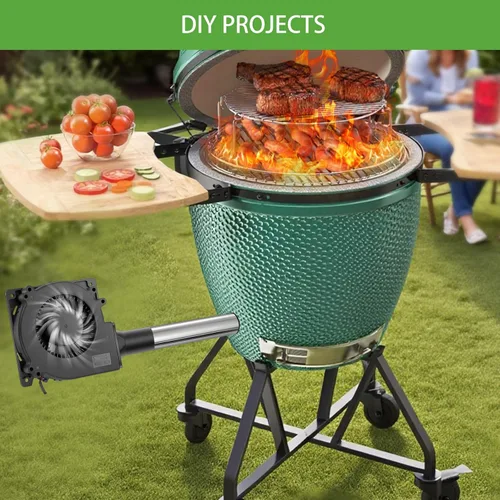 Miniatura 6 de Ventilador eléctrico pequeño de 4.724 in x 1.260 in para barbacoa de 12 V con controlador para soplador de aire de jaula de ardilla, ventilación