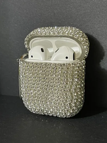 Miniatura 3 de Funda protectora para Airpods con diamantes, estuche de carga para Airpods con purpurina, lindo accesorio para Airpods, estuche rígido portátil