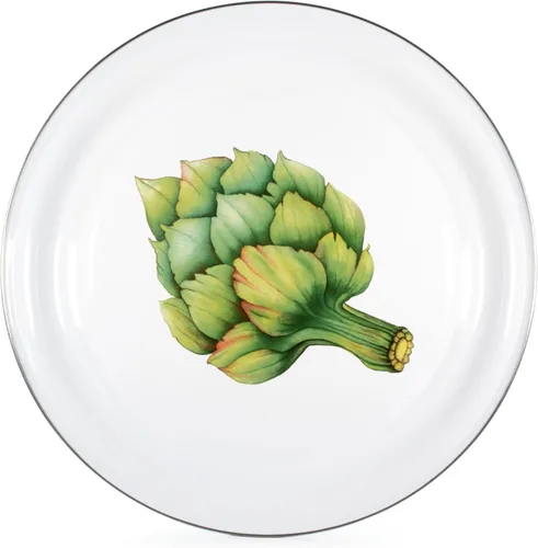 Miniatura 10 de Golden Rabbit Enamelware - Patrón de cangrejo azul - Bandeja redonda de 20 pulgadas para servir