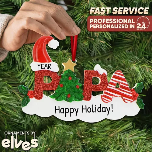 Miniatura 2 de Adorno de Navidad familiar personalizado – Adorno de papá, adornos personalizados para papá 2025, regalo personalizado para papá nuevo para árbol