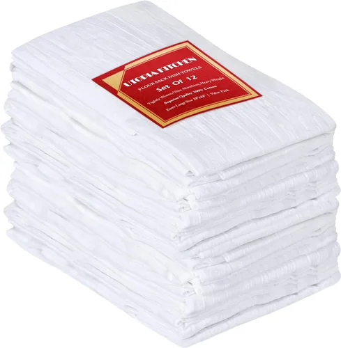 Utopia Kitchen - Toallas de saco de harina blanca [Paquete de 12 - 28 x 28 pulgadas] 100% toallas de algodón para limpieza y secado - Paño de cocina