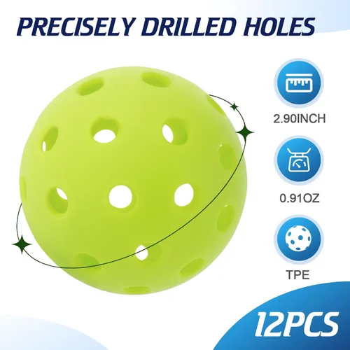 Miniatura 6 de Pickleball Balls 6 Pack 12 Pack- 40 Holes Outdoor Pickleball with Bag, Perfectly Balanced, High Bounce, Crack-Resistance，USAPA Standard - Multiple