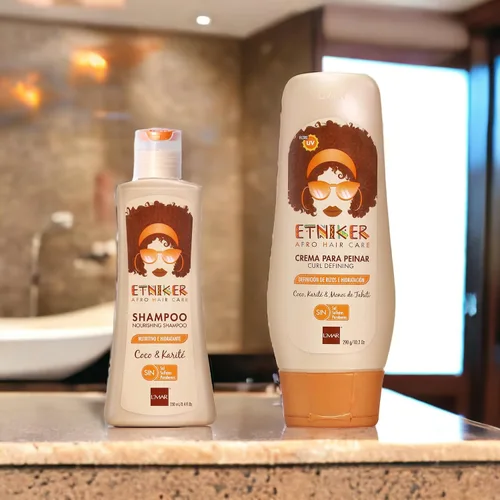 Miniatura 3 de ETNIKER - Set de champú nutritivo y crema para peinar Cabello afro texturizado, rizado y ondulado Limpia, hidrata, nutre y define Coco