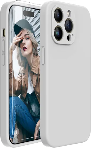 Miniatura 317 de Miracase Funda diseñada para iPhone 13, con protector de pantalla de vidrio templado, forro de microfibra suave antiarañazos, funda de goma