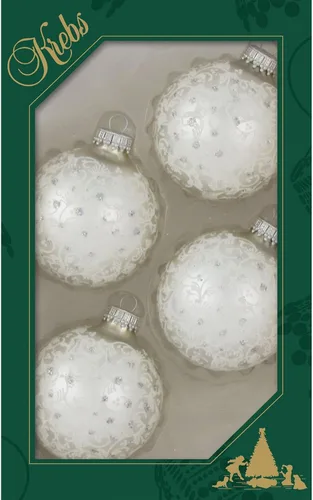 Miniatura 39 de Adornos de árbol de Navidad de vidrio - 67 mm/2.625" [4 piezas] Bolas decoradas de Adornos navideños sin costuras para colgar de Christmas by Krebs