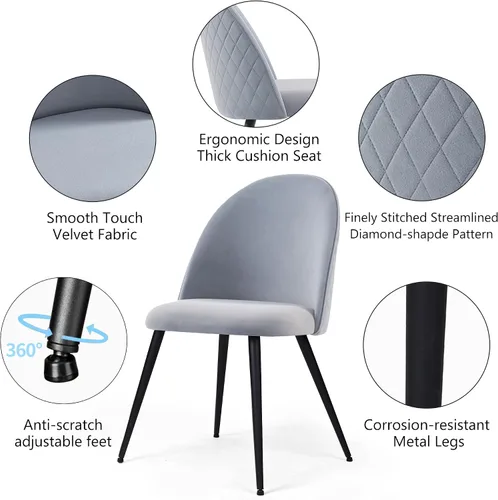 Miniatura 5 de Homedot Juego de mesa de comedor de 5 piezas para 4, diseño único de mesa de comedor con borde vivo y mesa gruesa con 4 sillas de comedor tapizadas