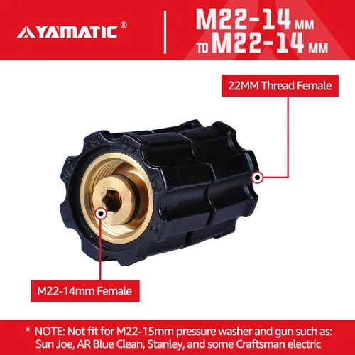 Miniatura 3 de YAMATIC Adaptador estabilizador para lavadora a presión para manguera, bomba y pistola, M22-0.551 in hembra x M22-0.551 in hembra, 4000 PSI/280 Bar