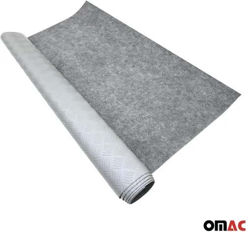 Miniatura 5 de OMAC Revestimiento de goma para caja de camioneta, alfombrilla para maletero y piso de aluminio con aspecto a cuadros gris 40 x 79 pulgadas