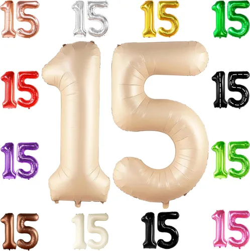 Miniatura 11 de Katchon, Globos rojos enormes del número 15, 40 pulgadas, globos del número 15, decoraciones de cumpleaños de 15 para niñas, decoraciones