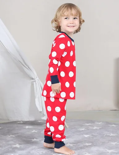 Miniatura 3 de A&J DESIGN Conjunto de pijama para niños, 100 % algodón, 2 piezas con temática deportiva