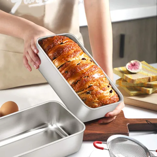 Miniatura 5 de E-far Molde para hornear pan, moldes de acero inoxidable de 9 x 5 pulgadas, utensilios de metal para hornear pan, pastel de carne, torta, brownies