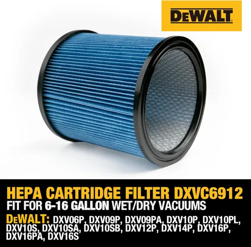 Miniatura 4 de DEWALT Filtro de vacío HEPA de repuesto DXVC6912, apto para aspiradora húmeda y seca de 6 a 16 galones, compatible con DXV06P, DXV09P, DXV09PA