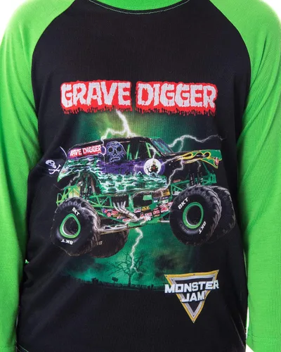 Miniatura 2 de INTIMO Monster Jam Grave Digger Monster Truck - Conjunto de pijama de 2 piezas para niño
