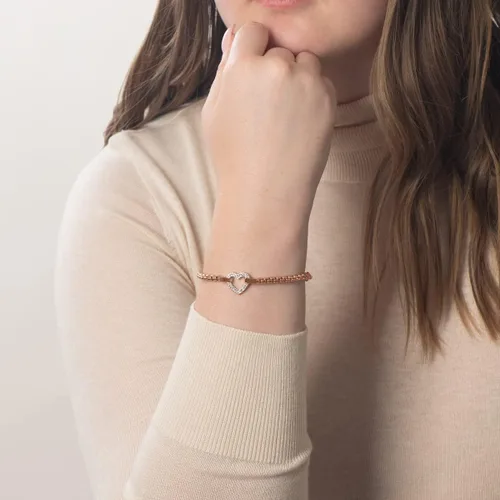 Miniatura 4 de Lauren's Hope Pulseras de alerta médica con corazón de cristal de oro rosa para mujer, pulsera de identificación médica grabada, pulsera de cadena