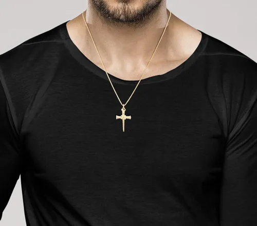Miniatura 4 de Miabella 925 Sterling Silver Italian Rope Wrap Nail Cross Pendant Necklace Box Chain, Rhodium or 18K Yellow Gold Over Silver Made in Italy