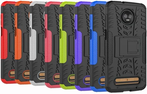 Miniatura 4 de Yiakeng Funda para Moto Z3, Moto Z3 Play, doble capa protectora delgada a prueba de golpes con función atril para Motorola Moto Z3 (rosa)