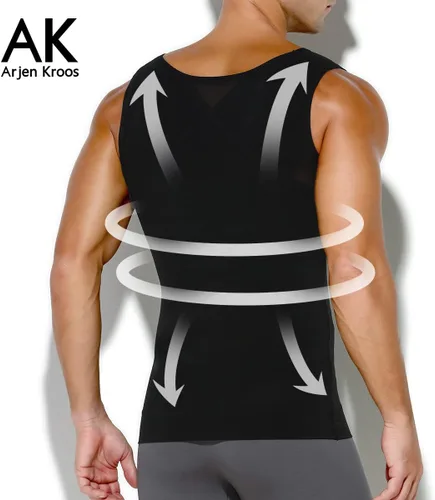 Miniatura 7 de Arjen Kroos Camisa adelgazante para hombre con malla, camiseta de compresión con elasticidad en 4 direcciones, moldeador del cuerpo para pecho