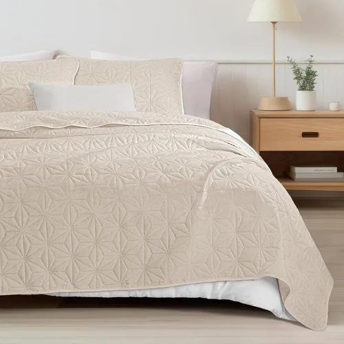 Miniatura 8 de Whale Flotilla - Juego de ropa de cama King, colchas suaves color beige brillante para cama King, tamaño King para todas las estaciones, 3 piezas