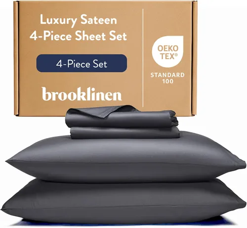 Miniatura 14 de Brooklinen Juego de sábanas de percal de lujo, 4 piezas, sábanas de cama 100% algodón, 1 sábana bajera y 1 sábana encimera, 2 fundas de almohada