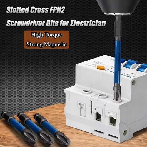 Miniatura 5 de Juego de 10 puntas de destornillador de impacto magnético FPH2, brocas FPH2 de 2.559 in y 4.331 in para electricista, brocas de cabeza ranurada