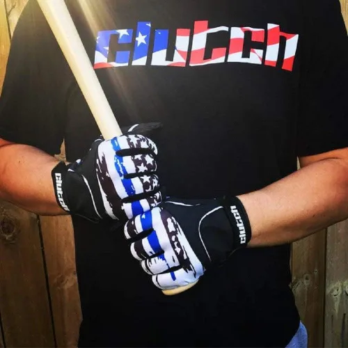 Miniatura 2 de Guantes Clutch Sports Apparel para batear en béisbol y sóftbol con bandera americana, buen agarre y ajuste de dedo, malla de alto rendimiento