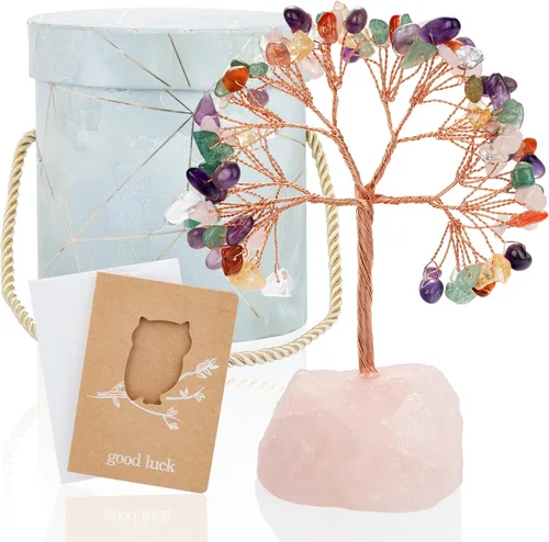 Miniatura 8 de ZenBless Árbol de la Vida de Piedras de Cristales Curativos de 7 Chakras, Árbol de Dinero Feng Shui, Pequeño Bonsái Falso Zen Espiritual