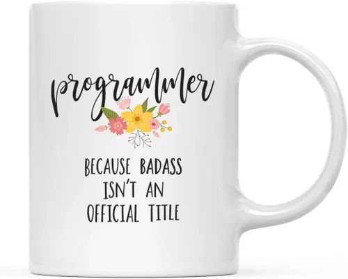 Miniatura 30 de Andaz Press Taza de café de 11 onzas, regalo de broma, tía porque Badass no es un título oficial, gráfico floral, 1 paquete