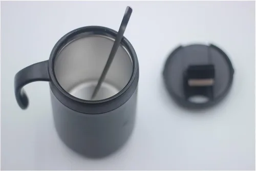 Miniatura 7 de Cafetera portátil de 16 onzas con filtro plegable y agitador, taza de viaje aislada de acero inoxidable con tapa, no necesita filtro de papel, sin