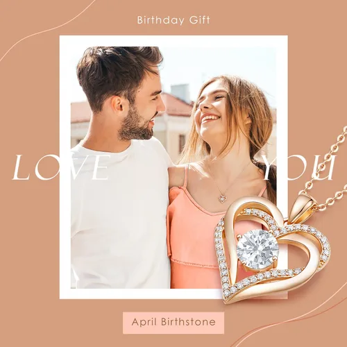 Miniatura 7 de LOUISA SECRET Love Heart Birthstone Necklaces for Women 925 Sterling Silver Rose Gold Pendant Forever Diamond Jewelry Valentine's Day Christmas