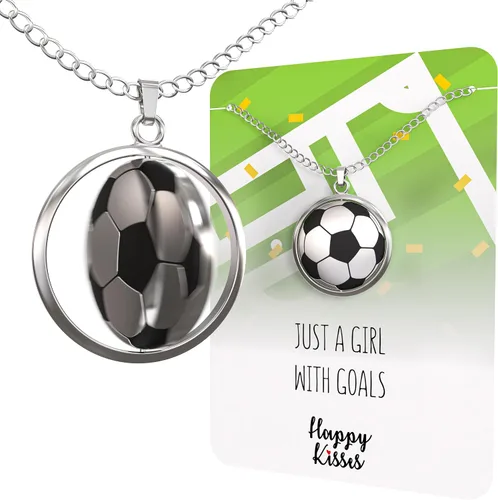 Miniatura 2 de Happy Kisses Collar giratorio de pelota de fútbol para niñas amantes del fútbol Colgante "Just A Girl With Goals" Regalo perfecto para mamás