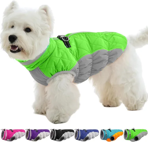 Miniatura 12 de Abrigo de invierno para perro, chaqueta grande para perro, chaqueta impermeable para mascotas con cremallera trasera, abrigo para mascotas con arnés