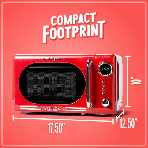 Miniatura 5 de Nostalgia Horno microondas retro compacto para encimera, 0.7 pies cúbicos, 700 vatios con pantalla digital LED, bloqueo para niños, interior fácil