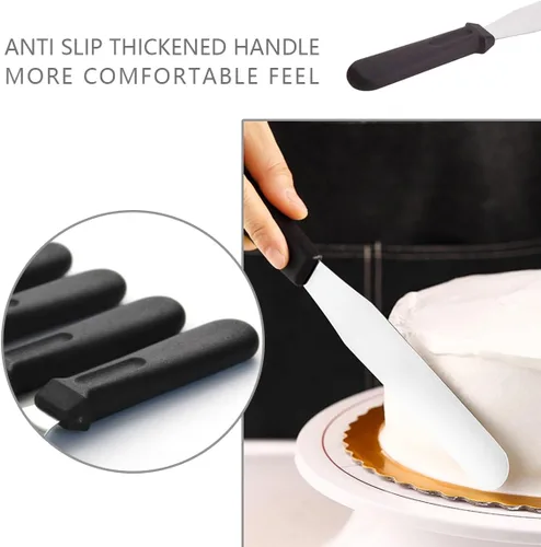 Miniatura 5 de ICSTM - Espátula compensada, espátula compensada de acero inoxidable negro (paquete de 2, 6 pulgadas + 8 pulgadas, recta)