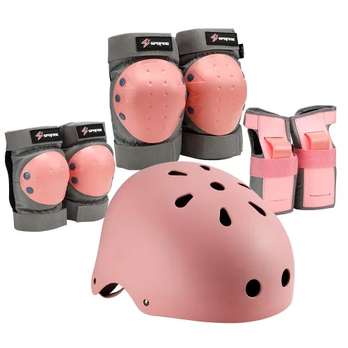 Casco de bicicleta para niños, casco ajustable para niños, jóvenes y adultos, rodilleras, coderas, protectores de muñeca, equipo de protección para