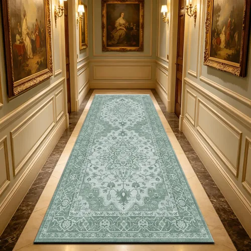 Miniatura 70 de Ukeler - Alfombra rústica con diseño floral para sala, dormitorio, comedor, Country rústico, Azul (luxury blue)
