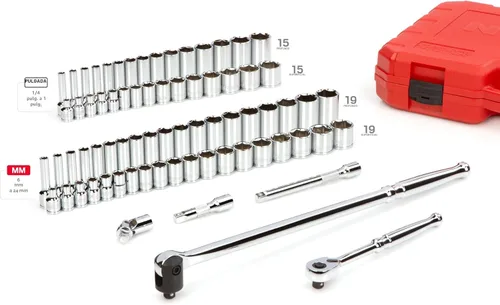 Miniatura 3 de TEKTON Juego de llaves de vaso y trinquete de 6 puntos, 73 piezas (1/4-1 pulgada, 0.236-0.945 in) SKT15311